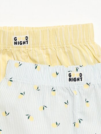 Conjunto de 2 Pantalón cortos de noche de popelín de algodón