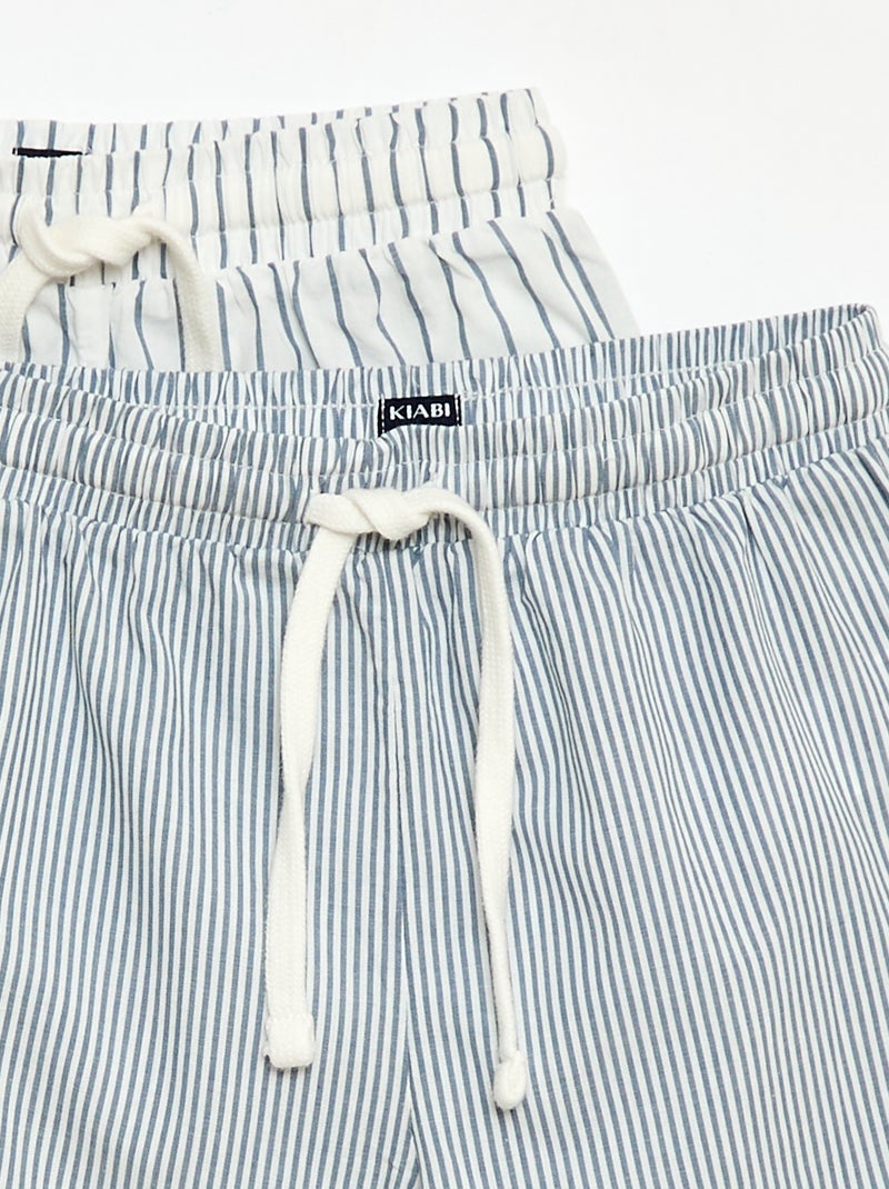 Pack de 2 pantalones cortos a rayas Azul - Kiabi