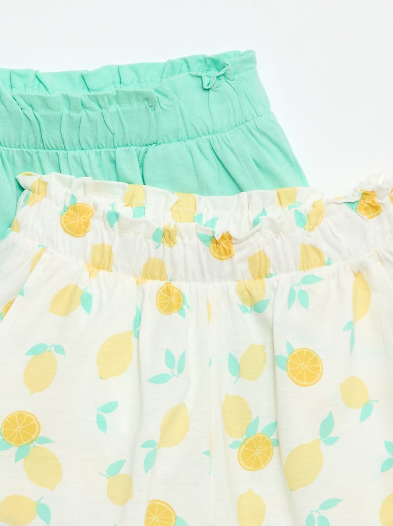 Pack de 2 pantalones cortos con cintura elástica Blanco - Kiabi
