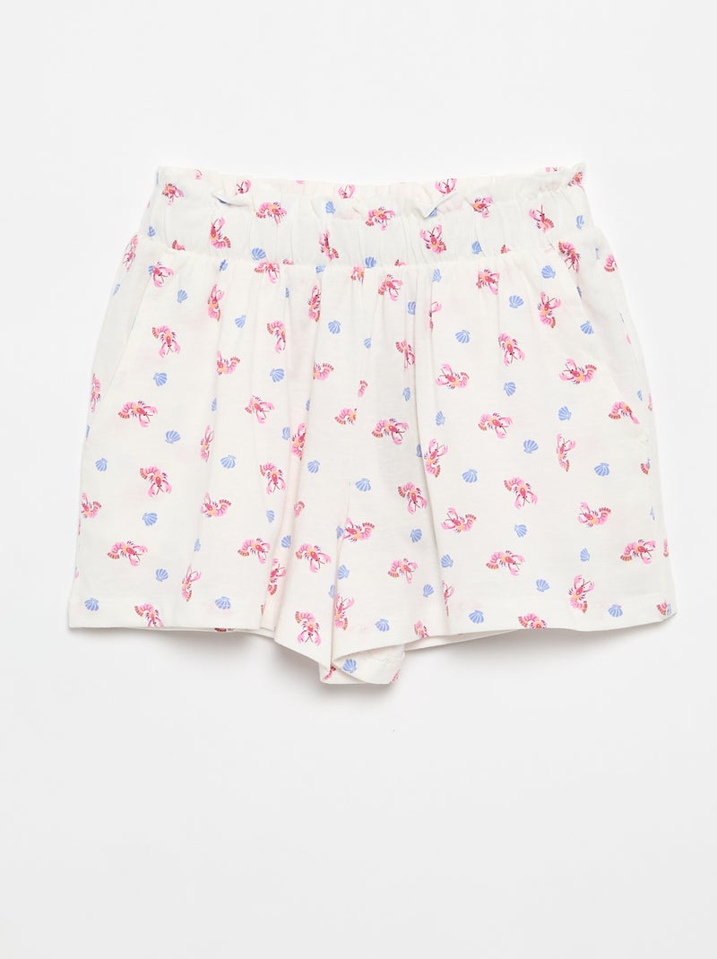 Pack de 2 pantalones cortos con cintura elástica Blanco - Kiabi