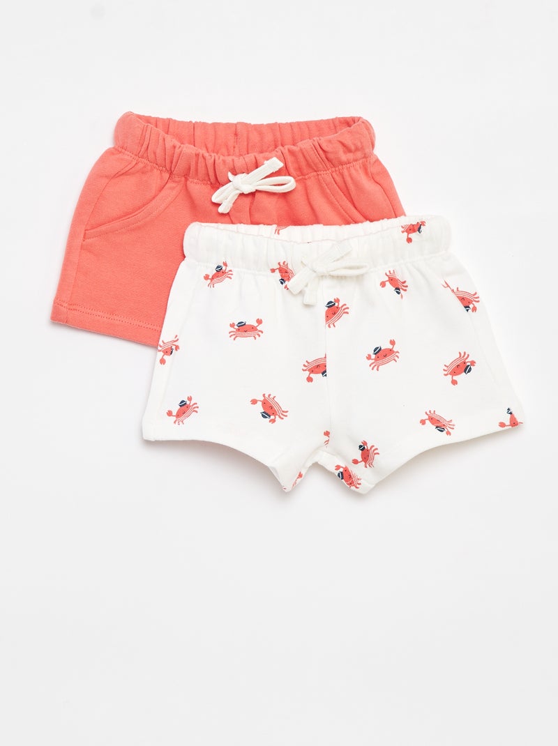 Pack de 2 pantalones cortos con cordones BLANCO - Kiabi