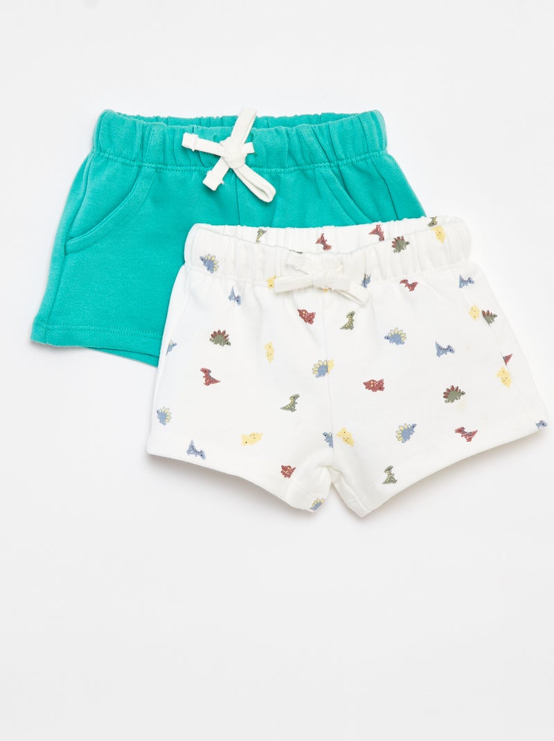 Pack de 2 pantalones cortos con cordones BLANCO - Kiabi