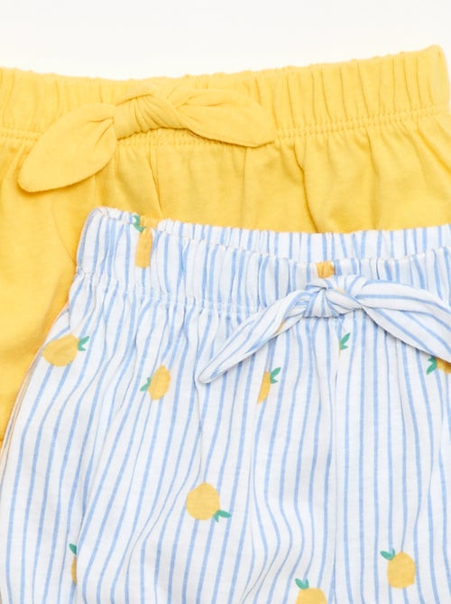 Pack de 2 pantalones cortos con lazos de fantasía - Kiabi