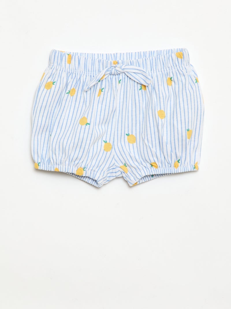 Pack de 2 pantalones cortos con lazos de fantasía Azul - Kiabi