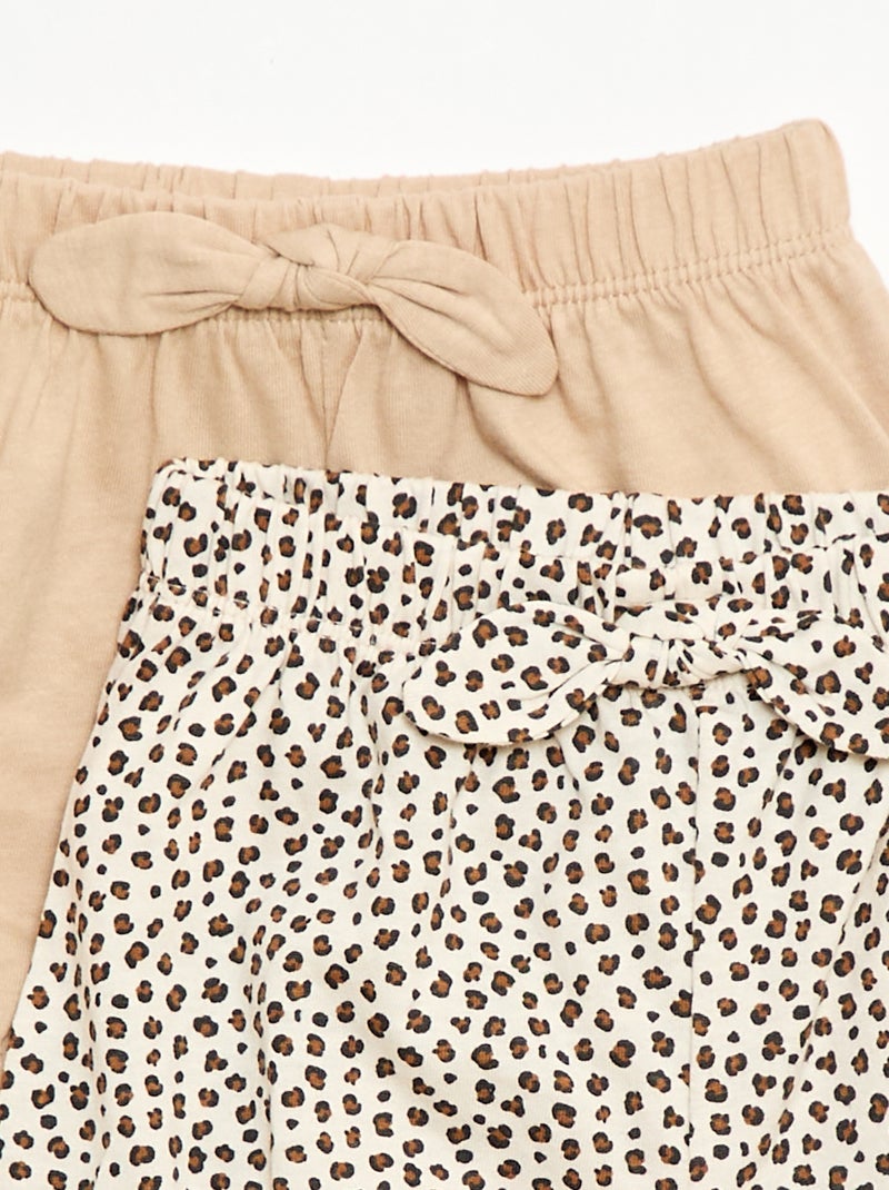 Pack de 2 pantalones cortos con lazos de fantasía Beige - Kiabi