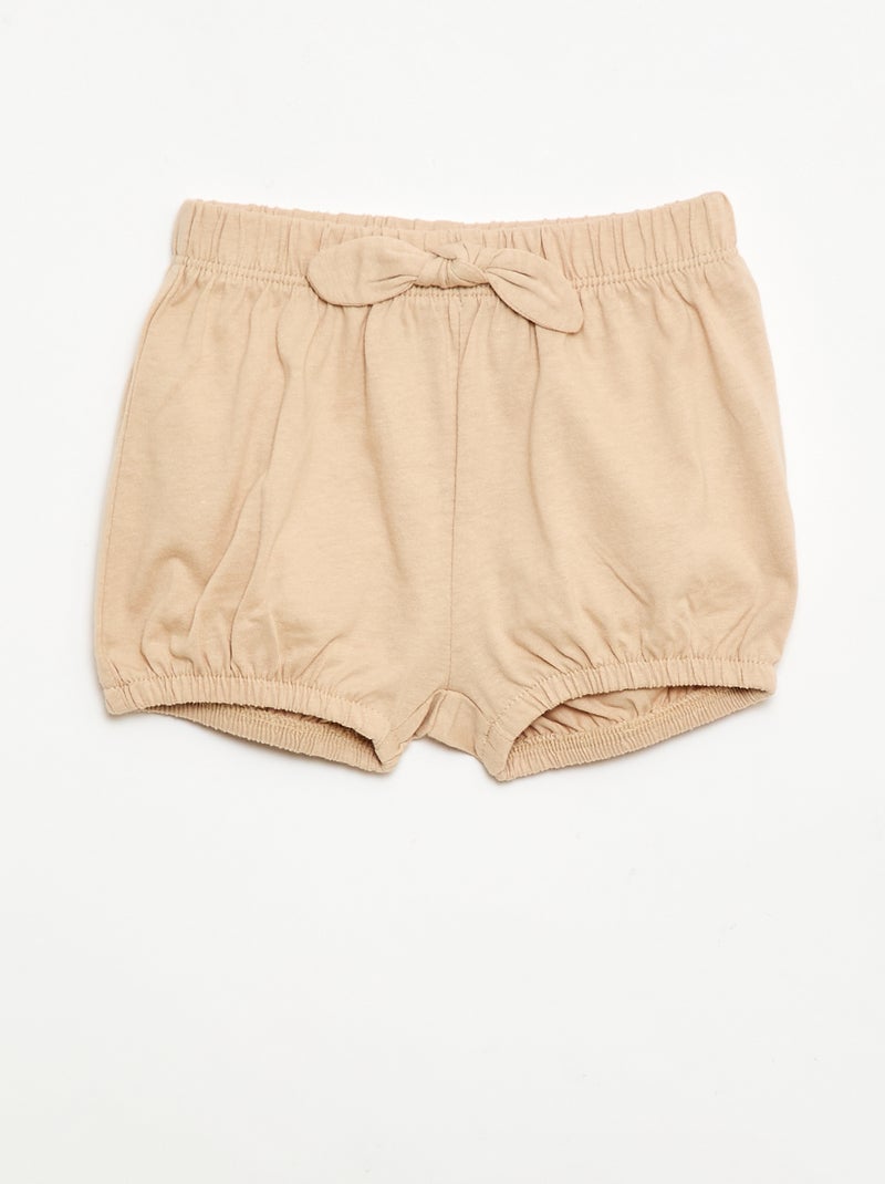 Pack de 2 pantalones cortos con lazos de fantasía Beige - Kiabi