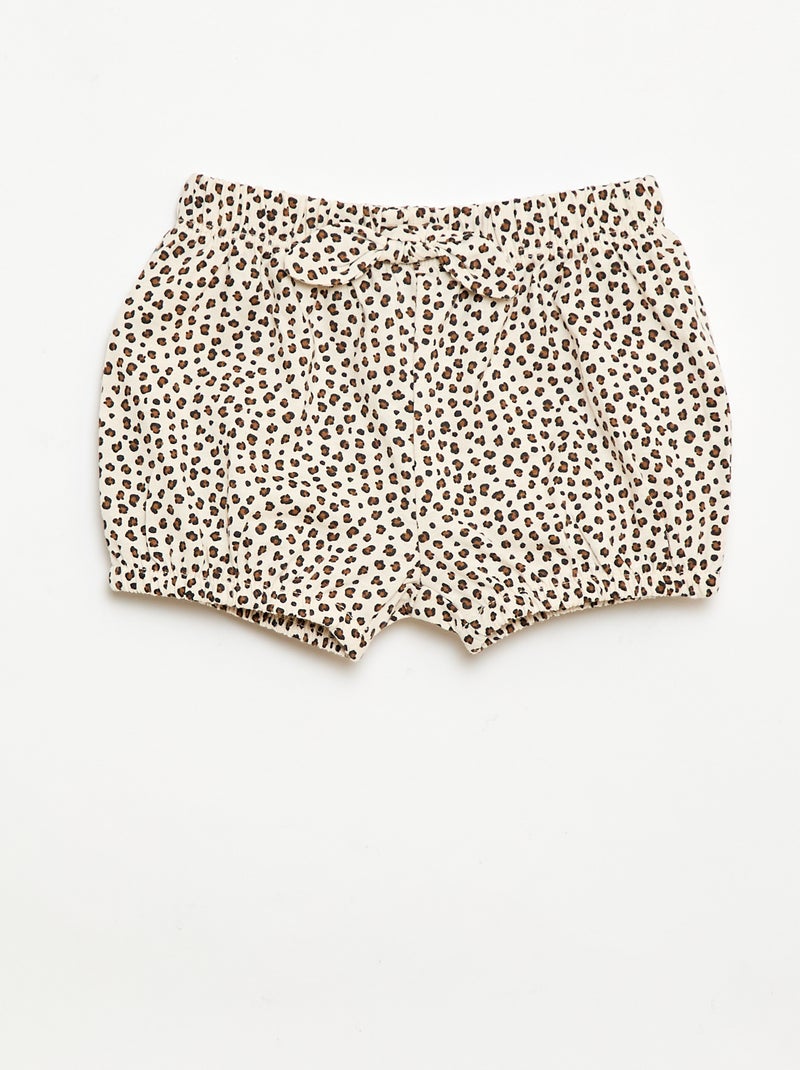 Pack de 2 pantalones cortos con lazos de fantasía Beige - Kiabi