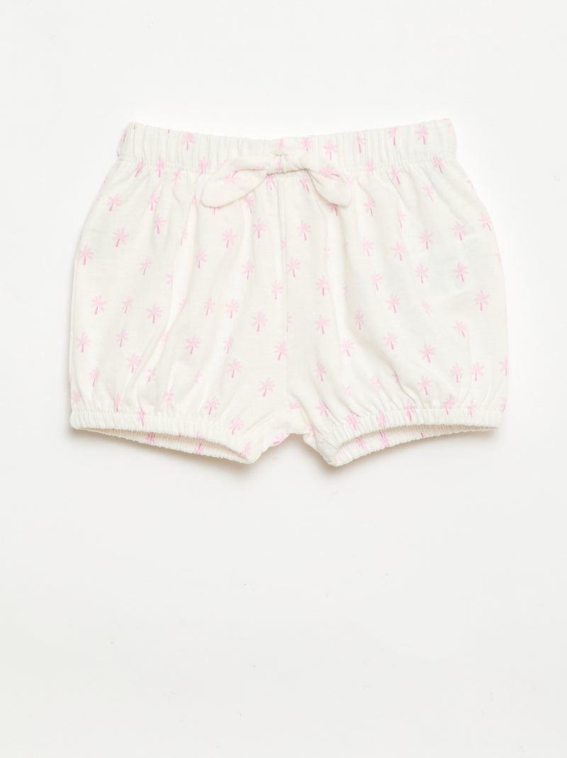 Pack de 2 pantalones cortos con lazos de fantasía Blanco - Kiabi