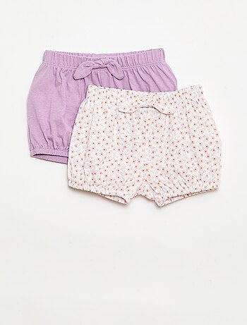 Pack de 2 pantalones cortos con lazos de fantasía