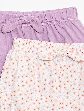 Pack de 2 pantalones cortos con lazos de fantasía