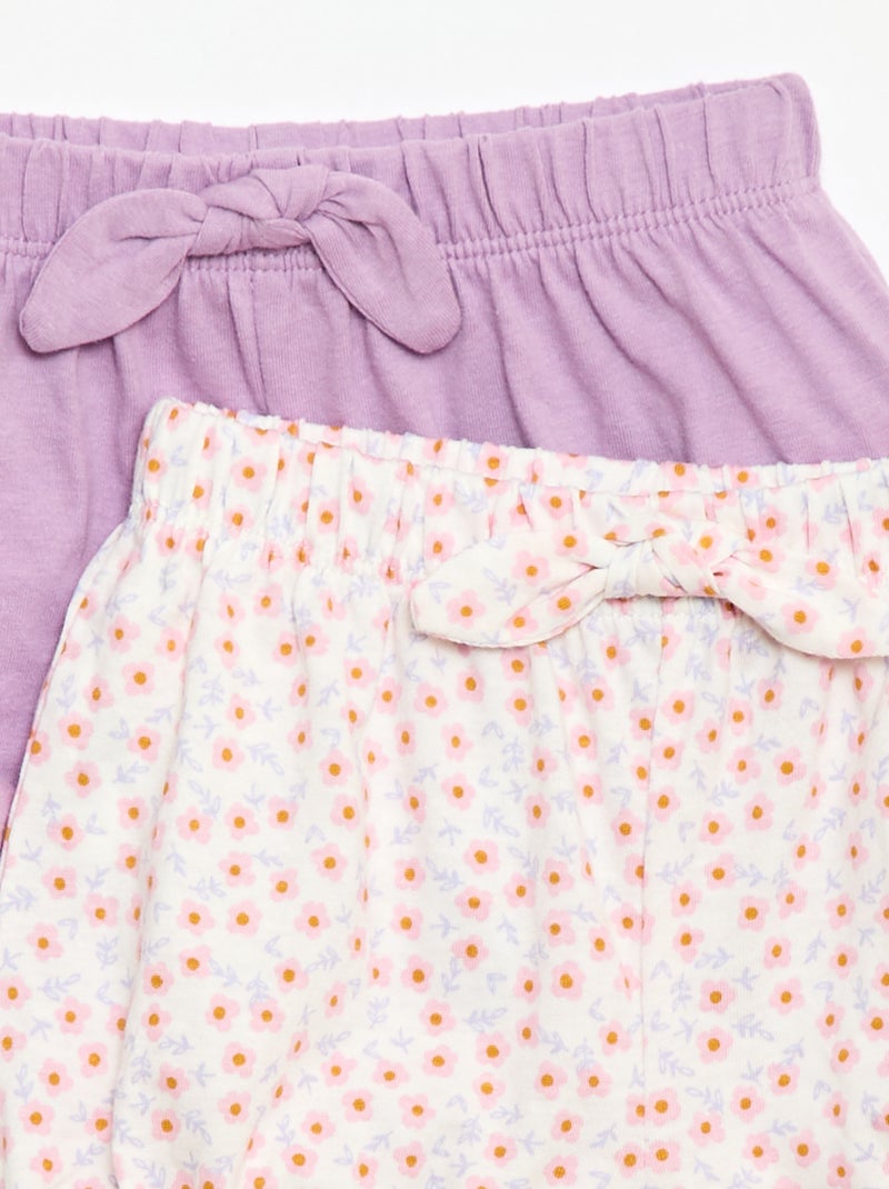 Pack de 2 pantalones cortos con lazos de fantasía Blanco - Kiabi