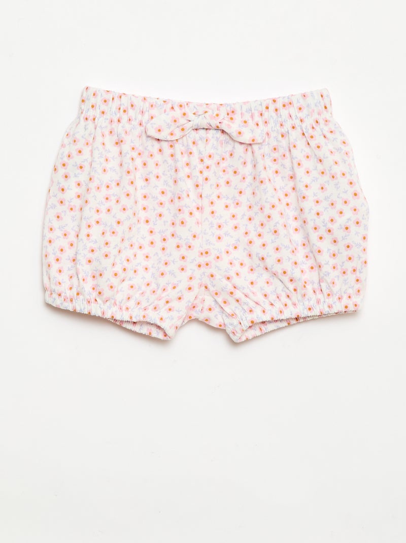 Pack de 2 pantalones cortos con lazos de fantasía Blanco - Kiabi