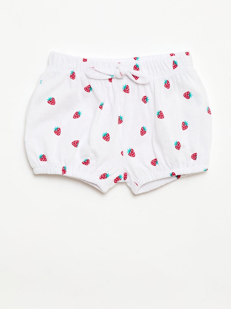 Pack de 2 pantalones cortos con lazos de fantasía Blanco - Kiabi