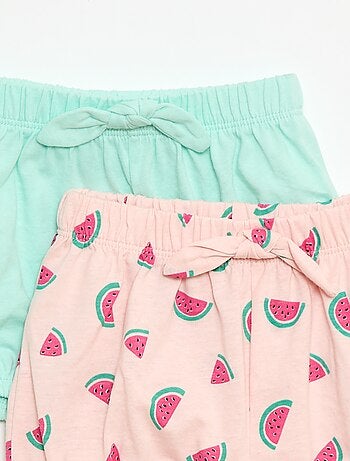 Pack de 2 pantalones cortos con lazos de fantasía