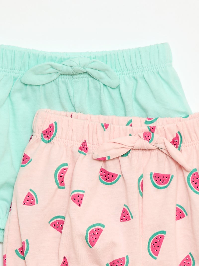 Pack de 2 pantalones cortos con lazos de fantasía Rosa - Kiabi