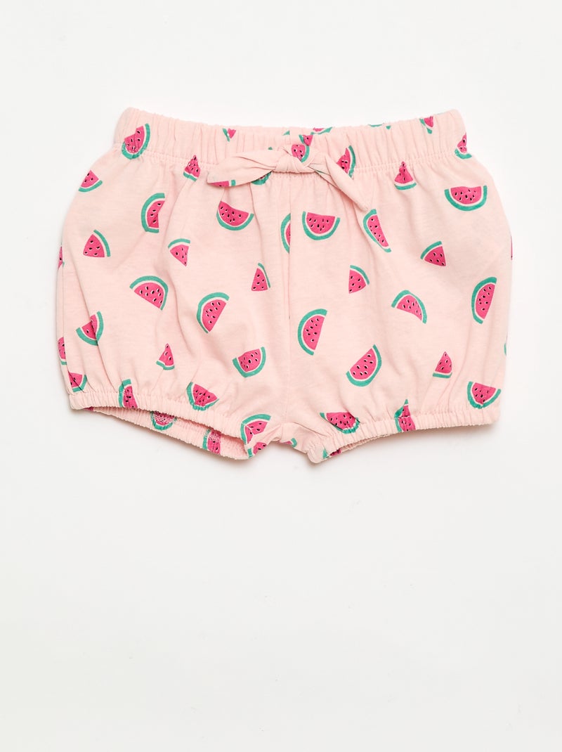 Pack de 2 pantalones cortos con lazos de fantasía Rosa - Kiabi