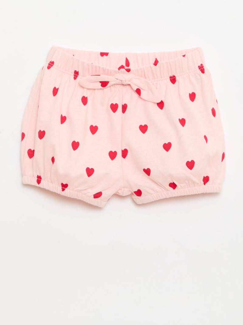 Pack de 2 pantalones cortos con lazos de fantasía Rosa - Kiabi