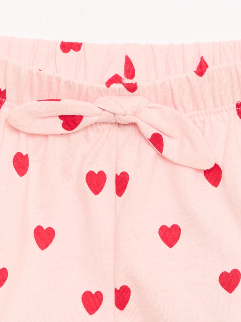 Pack de 2 pantalones cortos con lazos de fantasía Rosa - Kiabi