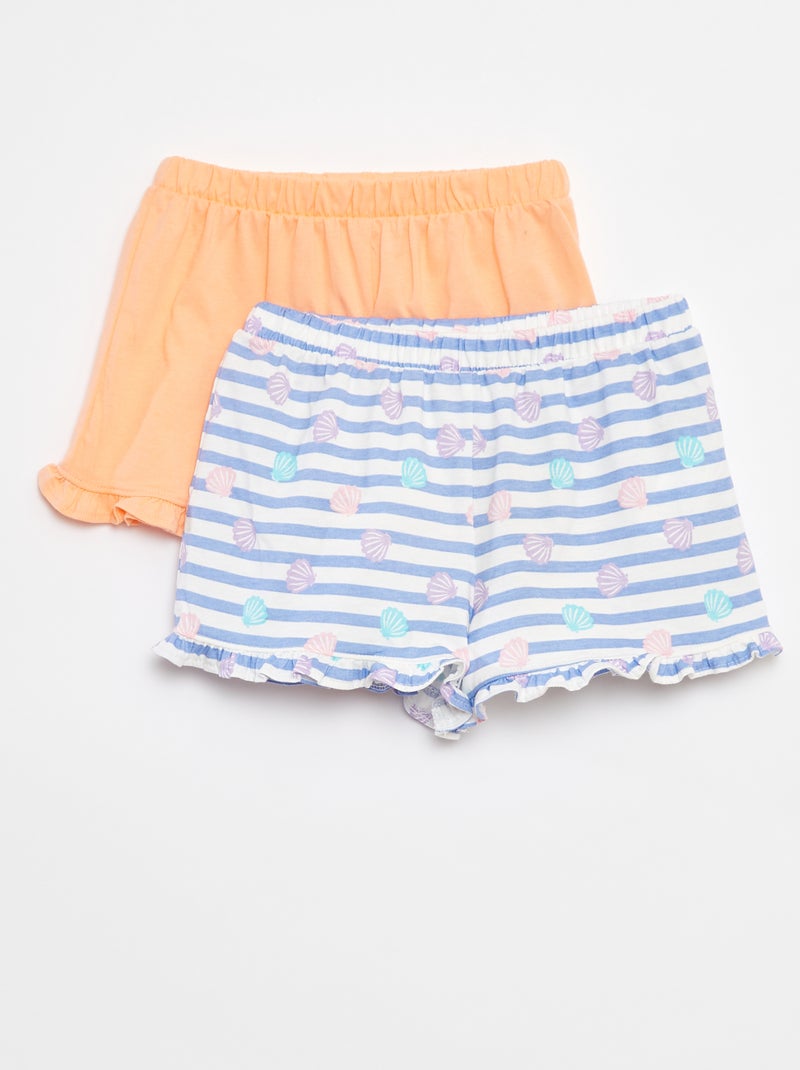 Pack de 2 pantalones cortos con volantes AZUL - Kiabi