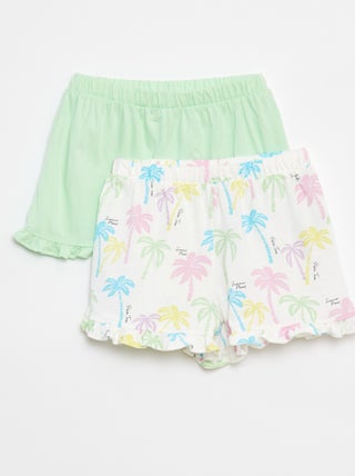 Pack de 2 pantalones cortos con volantes