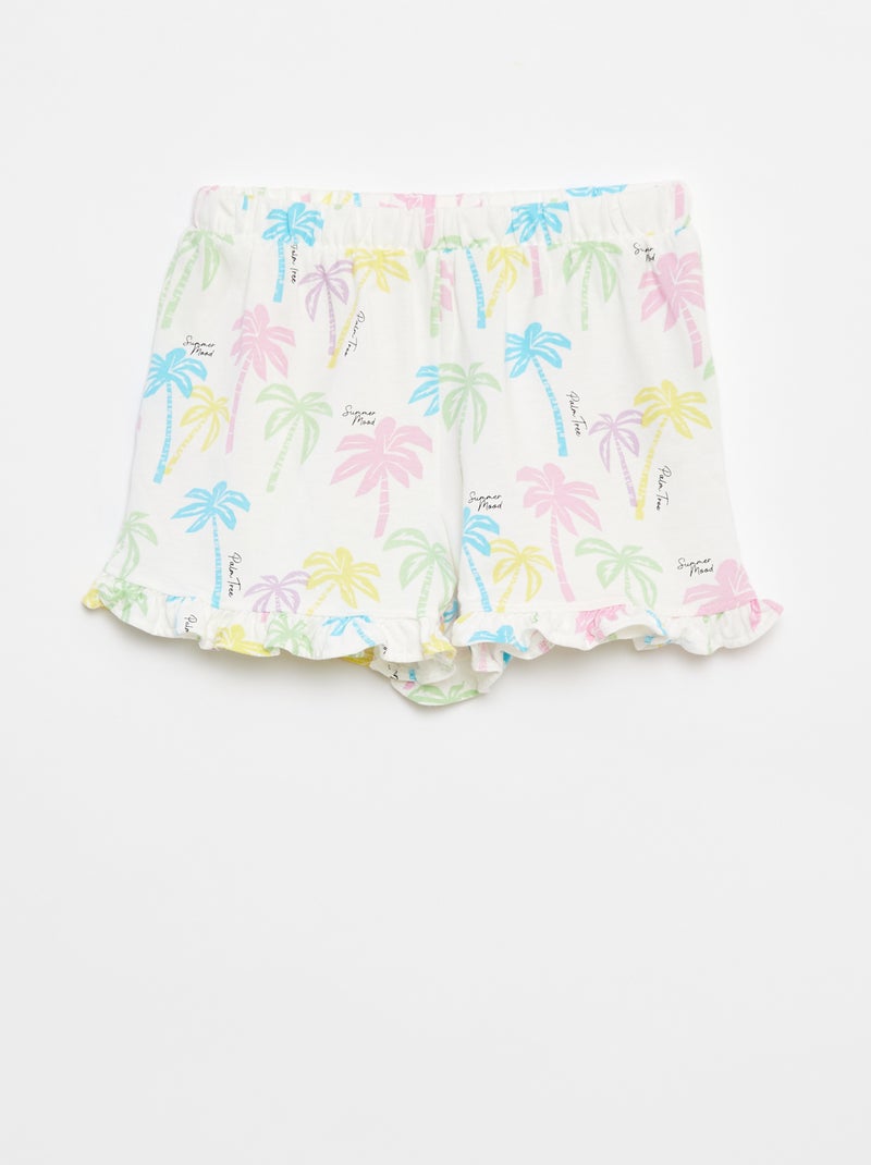 Pack de 2 pantalones cortos con volantes BEIGE - Kiabi