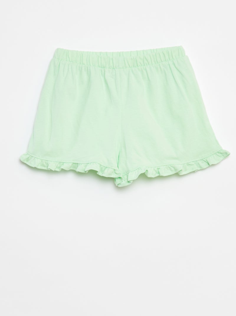 Pack de 2 pantalones cortos con volantes BEIGE - Kiabi