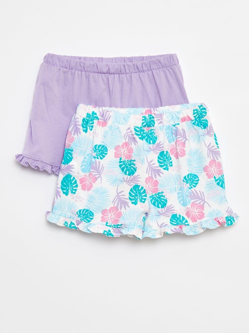 Pack de 2 pantalones cortos con volantes - Kiabi