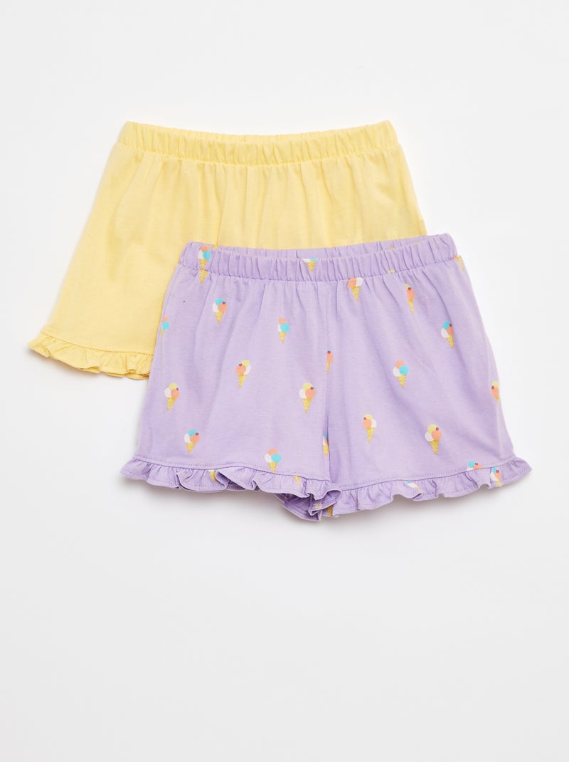 Pack de 2 pantalones cortos con volantes PURPURA - Kiabi