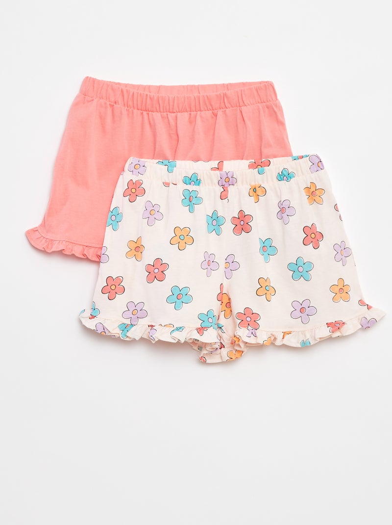 Pack de 2 pantalones cortos con volantes ROSA - Kiabi