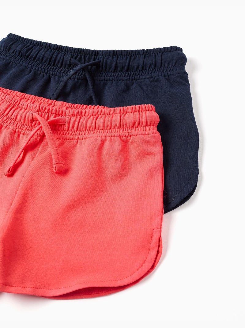 Pack de 2 pantalones cortos de algodón con cordón Rosa - Kiabi