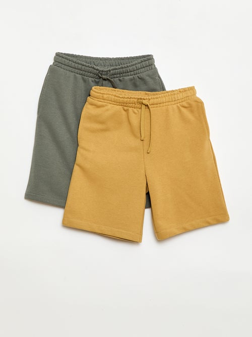 Pack de 2 pantalones cortos de algodón liso - Kiabi