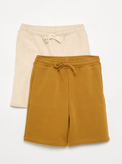 Pack de 2 pantalones cortos de algodón liso - Kiabi Pack de 2 pantalones cortos de algodón liso - Kiabi
