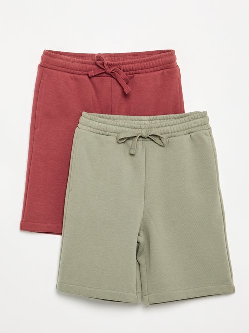 Pack de 2 pantalones cortos de algodón liso - Kiabi Pack de 2 pantalones cortos de algodón liso - Kiabi