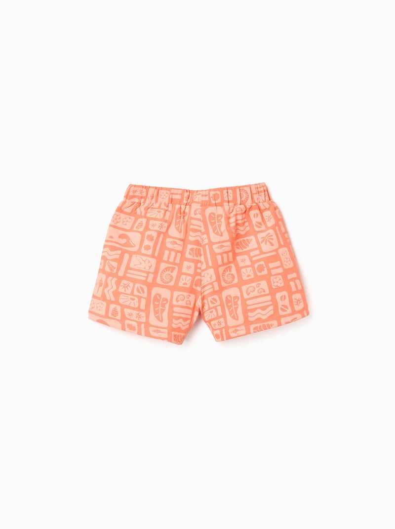 Pack de 2 pantalones cortos de algodón lisos y estampados Negro Naranja - Kiabi