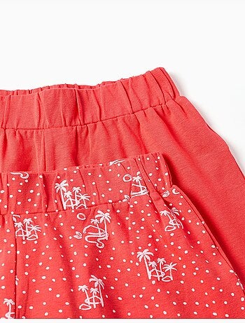 Pack de 2 pantalones cortos de algodón lisos y estampados