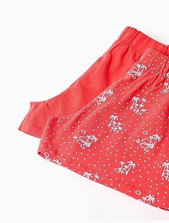 Pack de 2 pantalones cortos de algodón lisos y estampados