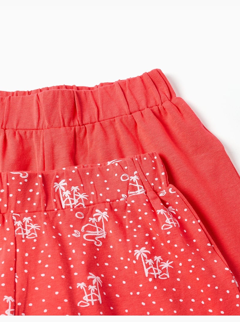 Pack de 2 pantalones cortos de algodón lisos y estampados Rosa - Kiabi