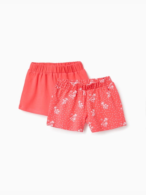 Pack de 2 pantalones cortos de algodón lisos y estampados - Kiabi