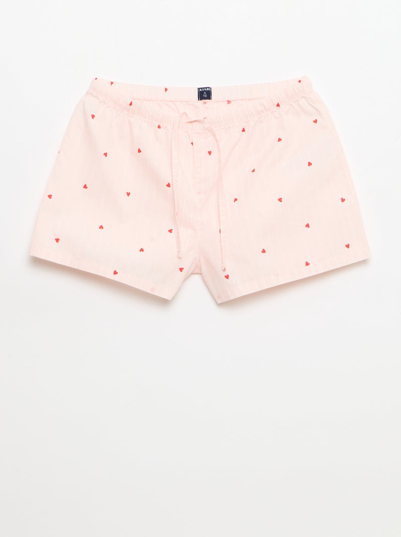 Pack de 2 pantalones cortos de popelina con cordón de algodón Rosa - Kiabi