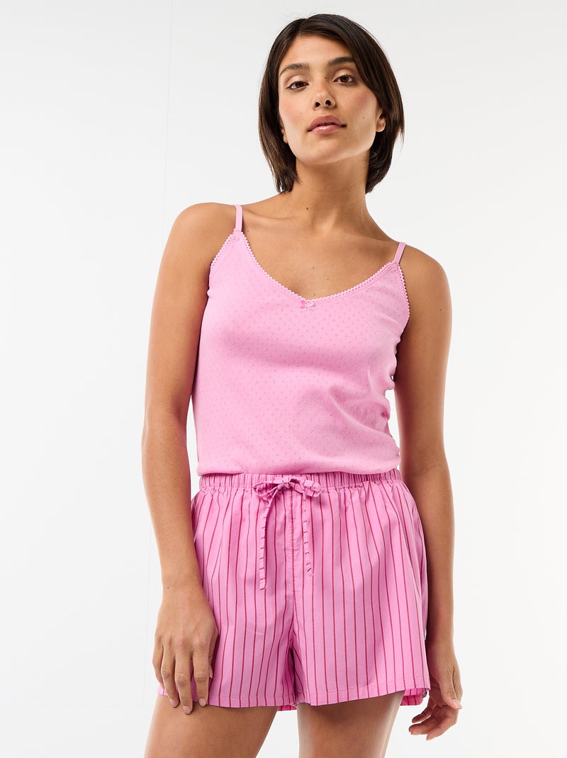 Pack de 2 pantalones cortos de popelina con cordón de algodón Rosa - Kiabi