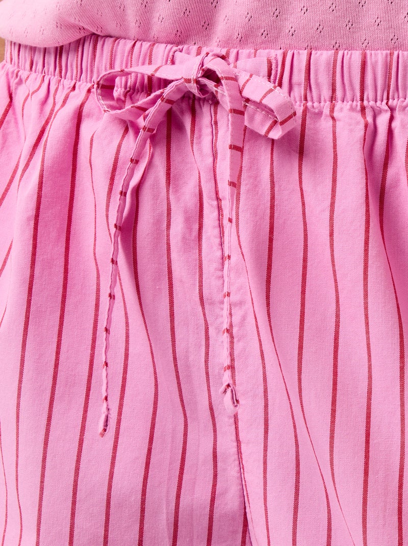 Pack de 2 pantalones cortos de popelina con cordón de algodón Rosa - Kiabi