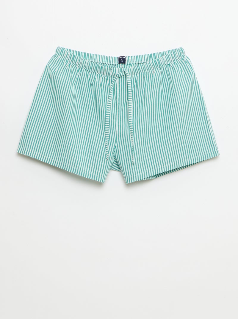 Pack de 2 pantalones cortos de popelina con cordón de algodón Verde - Kiabi