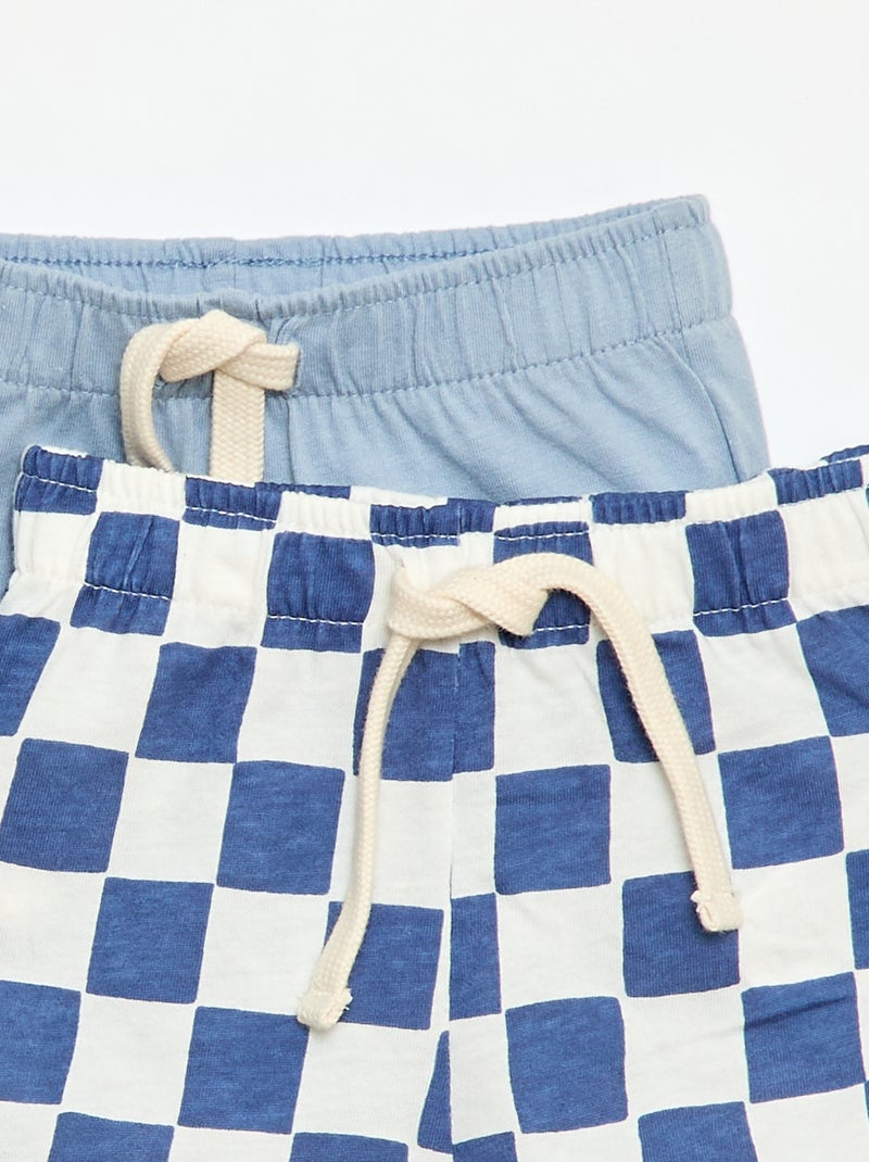 Pack de 2 pantalones cortos de punto Azul - Kiabi