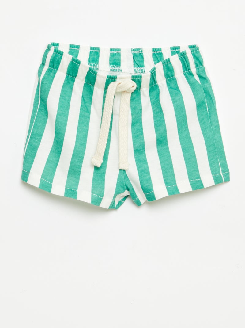 Pack de 2 pantalones cortos de punto Verde - Kiabi