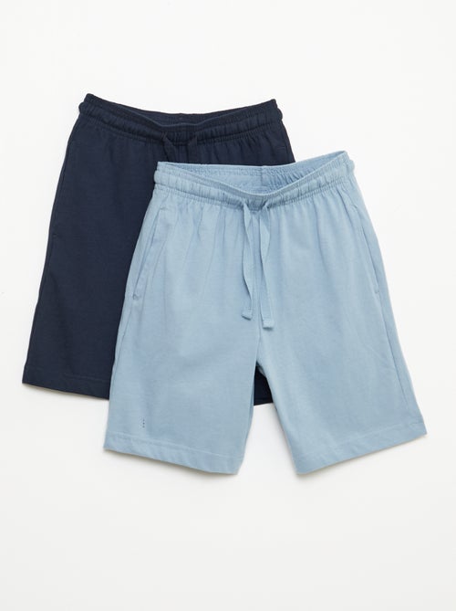 Pack de 2 pantalones cortos en punto de algodón liso - Kiabi