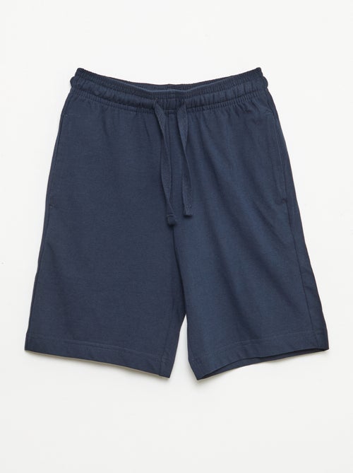 Pack de 2 pantalones cortos en punto de algodón liso - Kiabi