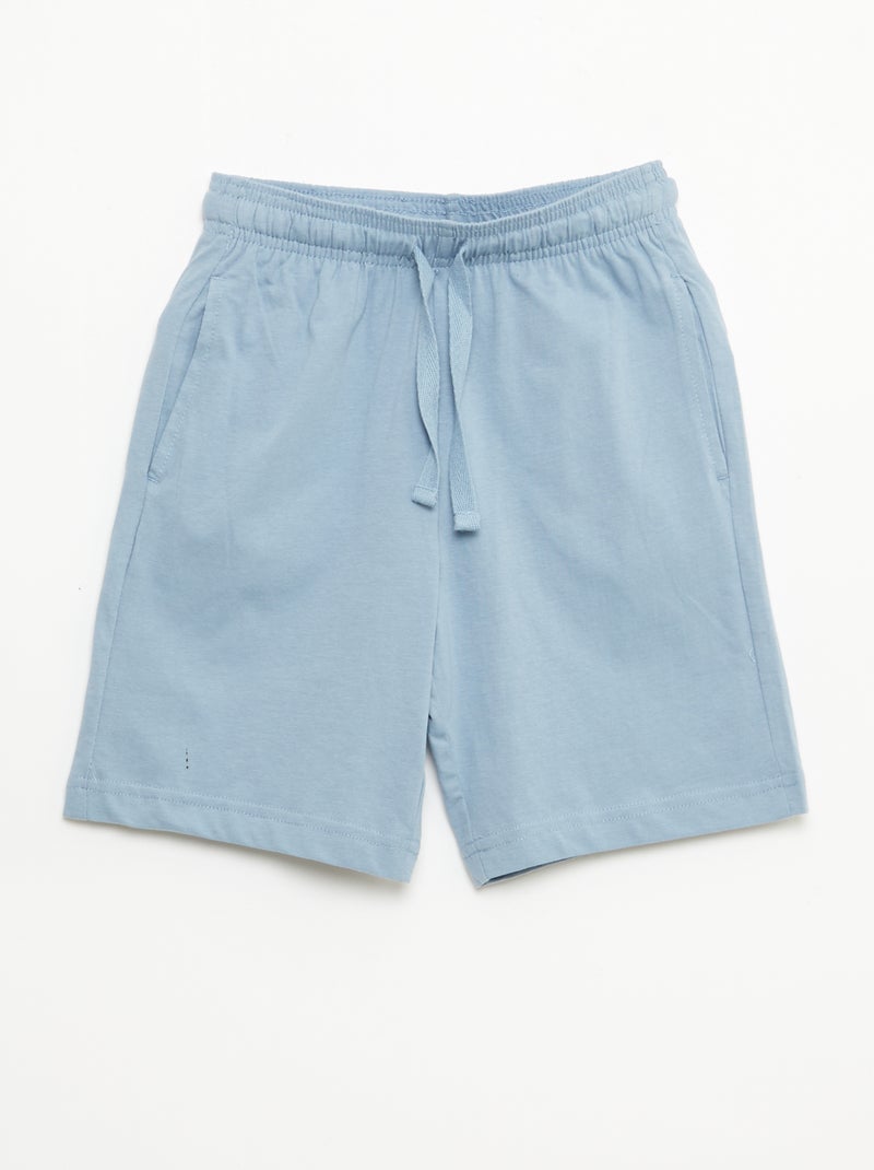 Pack de 2 pantalones cortos en punto de algodón liso Azul - Kiabi