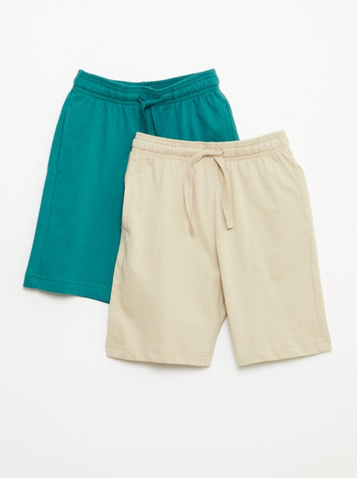 Pack de 2 pantalones cortos en punto de algodón liso - Kiabi