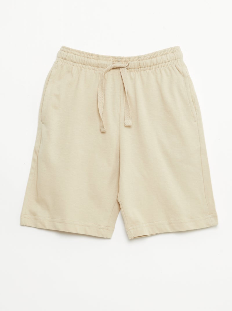 Pack de 2 pantalones cortos en punto de algodón liso Beige - Kiabi