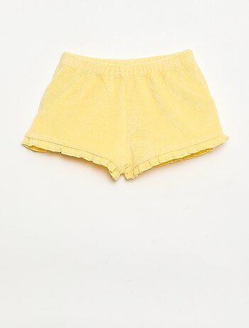 Pack de 2 pantalones cortos lisos de rizo con volantes